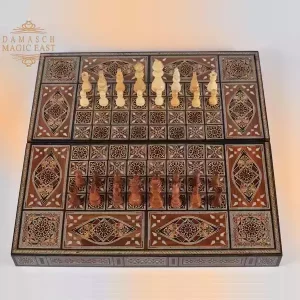 Foldable Chess board & backgammon board Super HQ Inlay with Mother of Pearls Mosaic Wood Handcraft