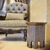 Antique coffee table - mother of pearl inlaid - Handmade round table - Dukmak design - home decor - Vintage