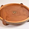 Handmade Wooden Tray, Round Carved Tray Inlaid with pearl, Geometric Marquetry Tray, Mosaic Tray, Decorative Serving Tray