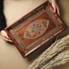 Handmade Wooden Tray, Rectangle Carved Tray Inlaid with pearl, Geometric Marquetry Tray, Mosaic Tray, Decorative Serving Tray