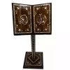 exquisite handmade wooden Quran stand, adorned with intricate  mother of pearl inlays , Great gift