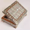 luxury  handmade wooden box, meticulously crafted and fully inlaid with stunning mother of pearls in a mesmerizing