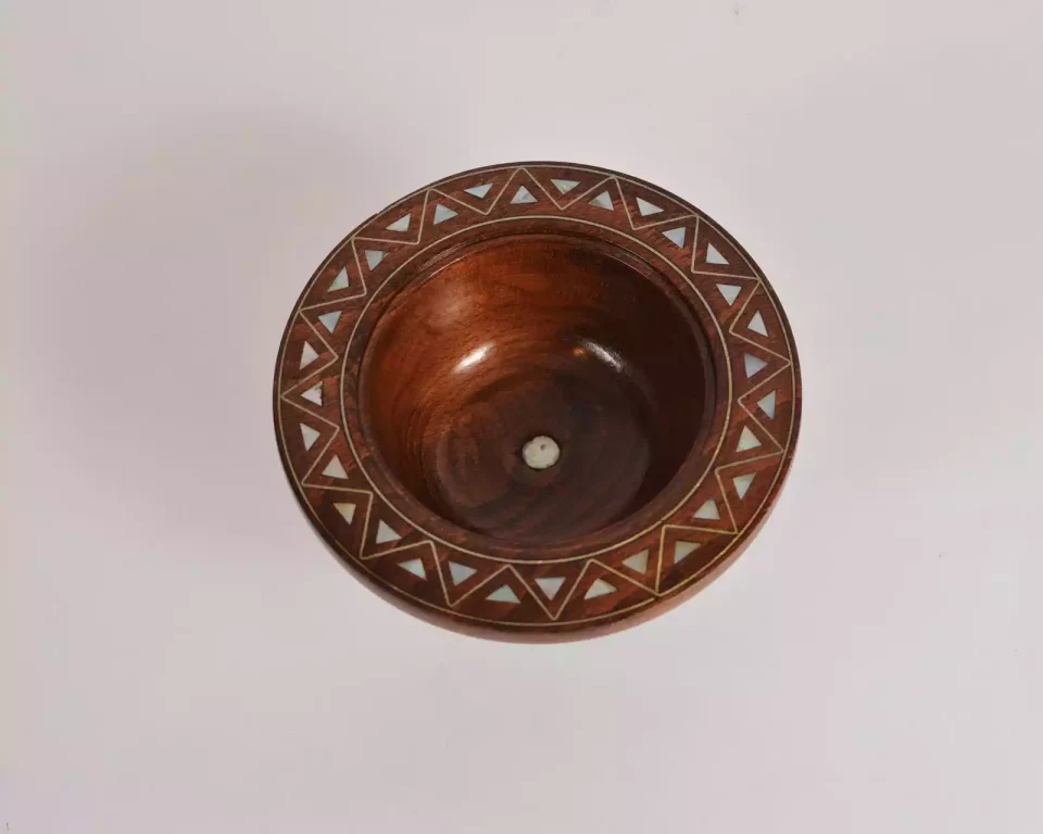 Damascus serving bowl inlaid with mother-of-pearl