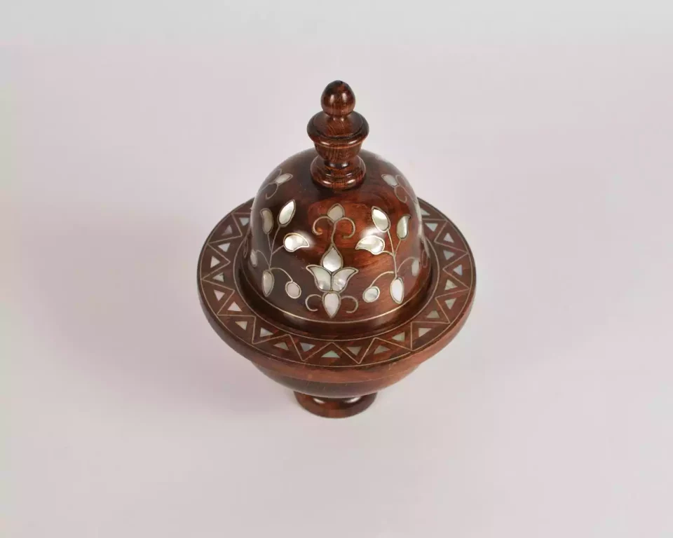 Damascus serving bowl inlaid with mother-of-pearl