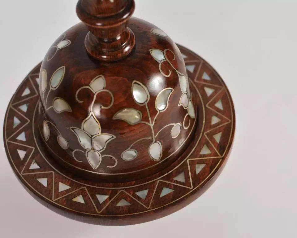 Damascus serving bowl inlaid with mother-of-pearl