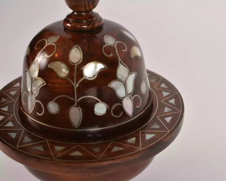 Damascus serving bowl inlaid with mother-of-pearl