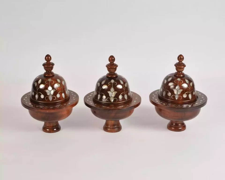 Damascus serving bowl inlaid with mother-of-pearl