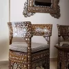 Damascus corner set with two chairs, a table and mirror inlaid with mother-of-pearl