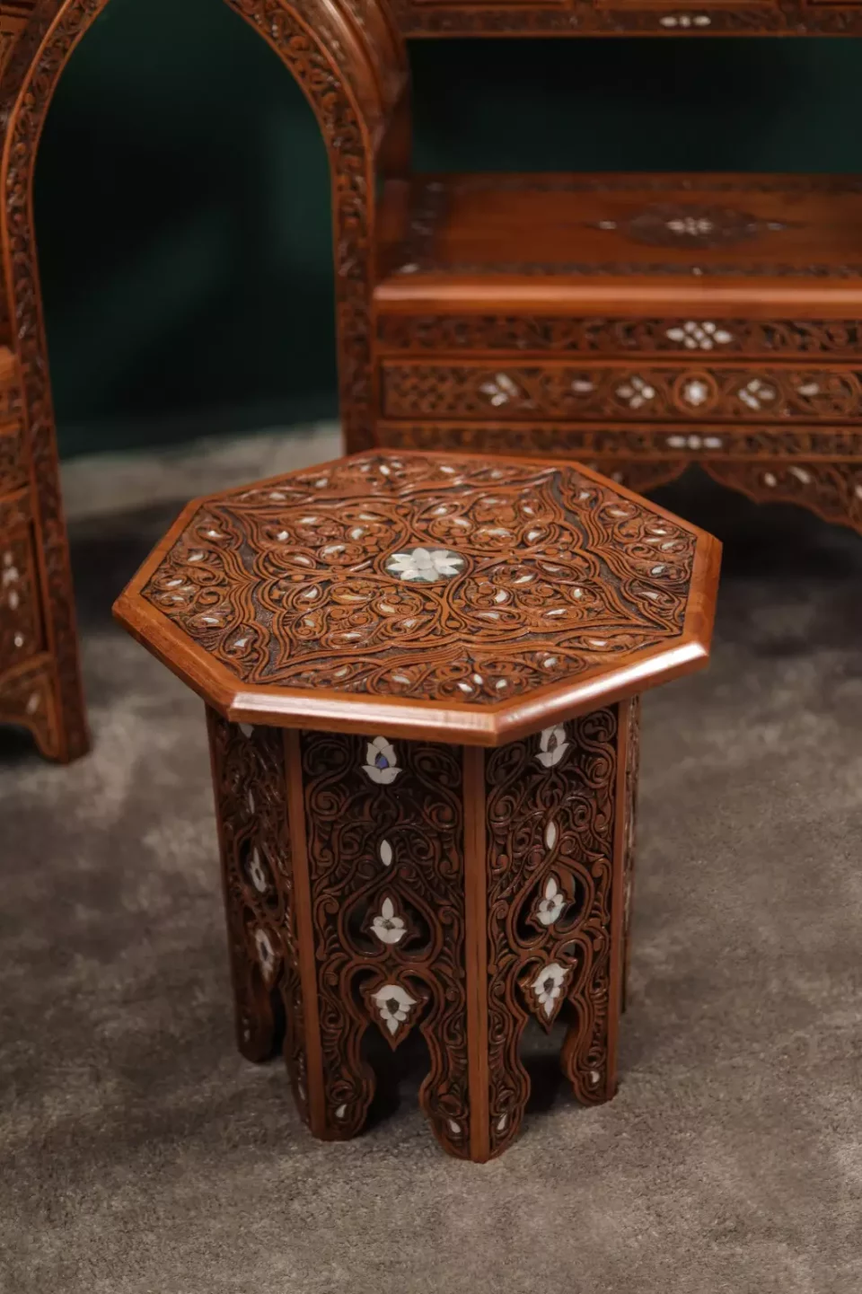 Handmade Set of 3 Chairs with In-Between Table