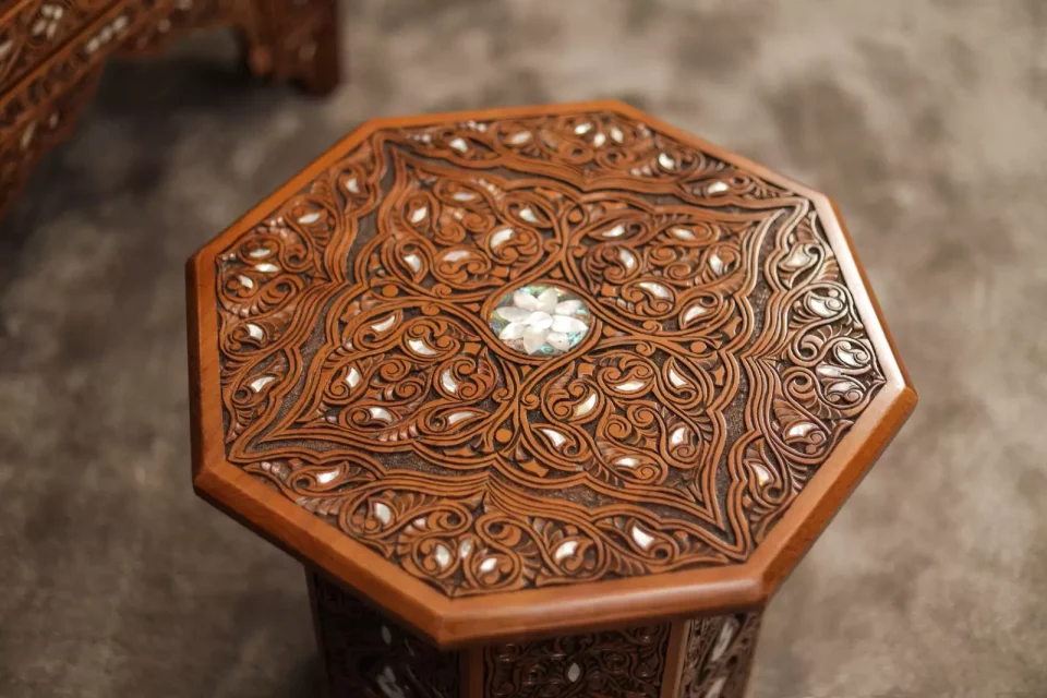 Handmade Set of 3 Chairs with In-Between Table