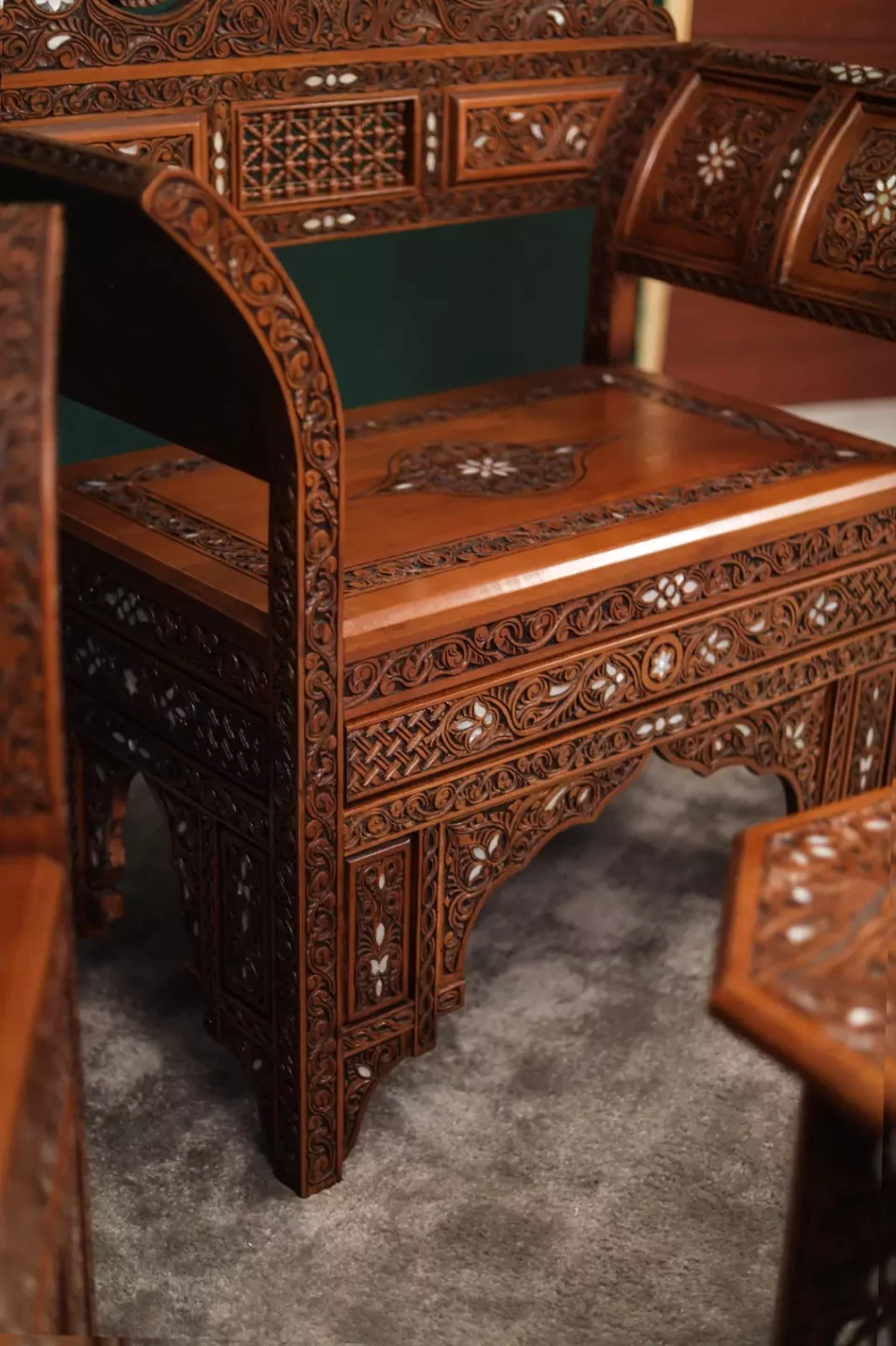 Handmade Set of 3 Chairs with In-Between Table