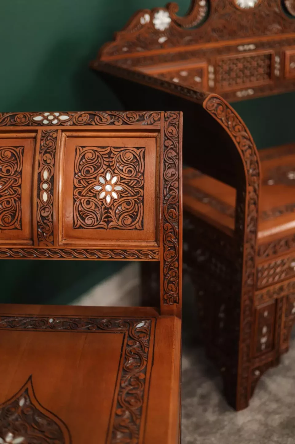 Handmade Set of 3 Chairs with In-Between Table