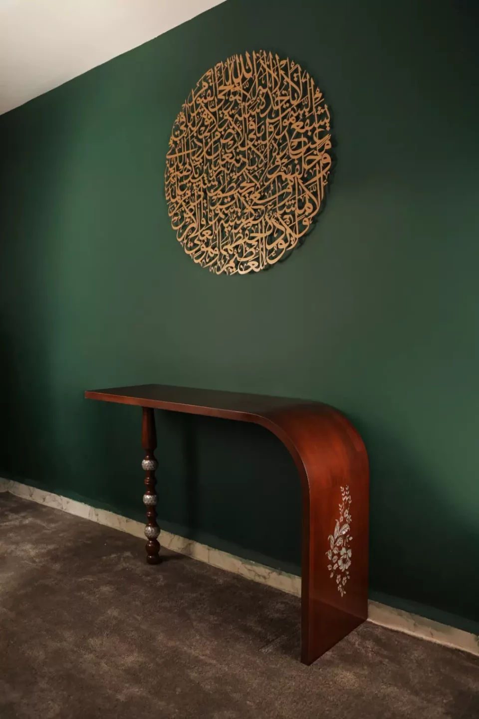 Handmade Modern Console with Mother of Pearl Inlay