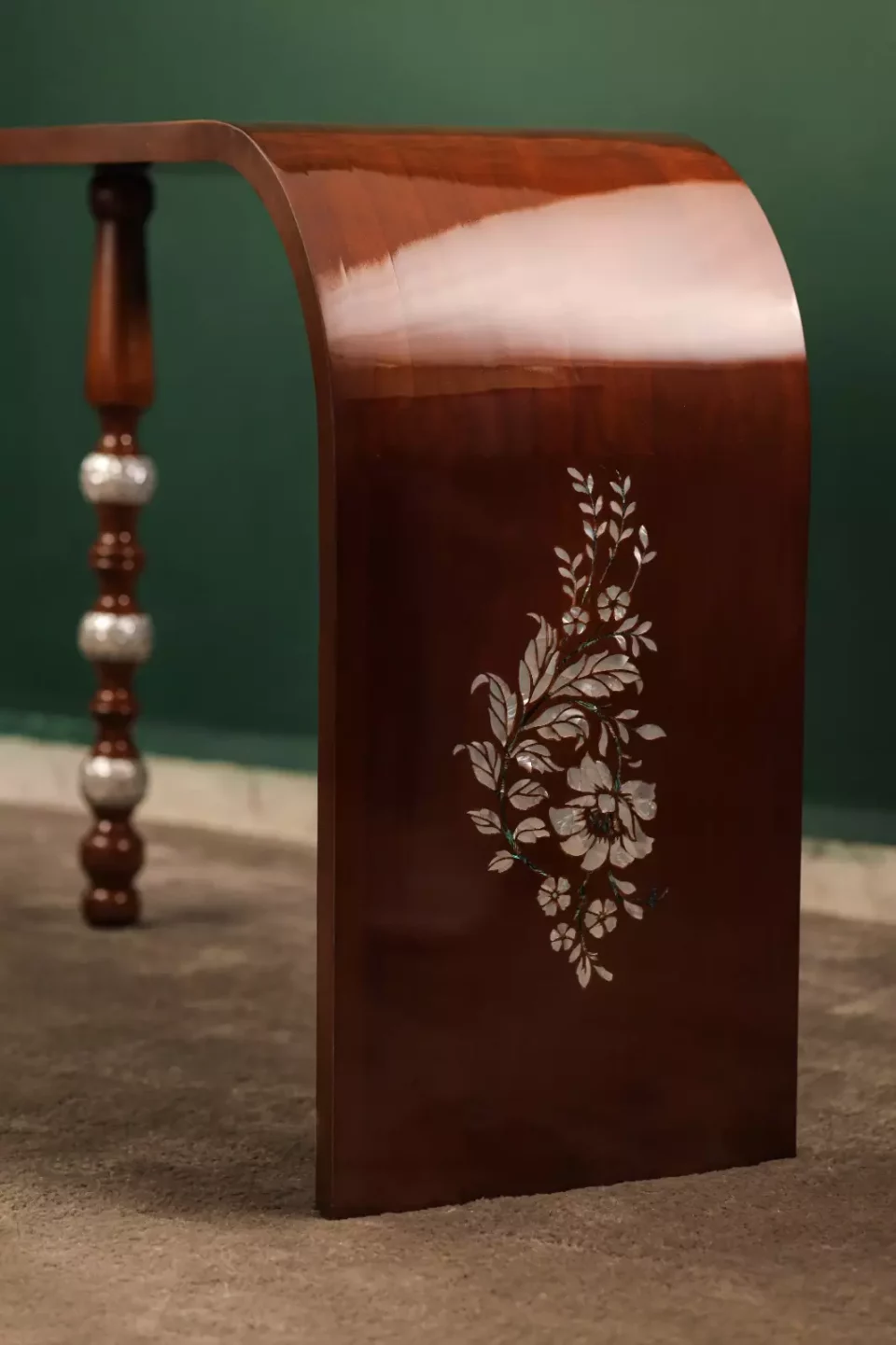 Handmade Modern Console with Mother of Pearl Inlay