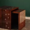 Modern Side Table Set of 2 | Walnut Wood with Mother of Pearl Inlay