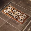 Handmade Acrylic Table with Wooden Surface and Mother of Pearl Inlay
