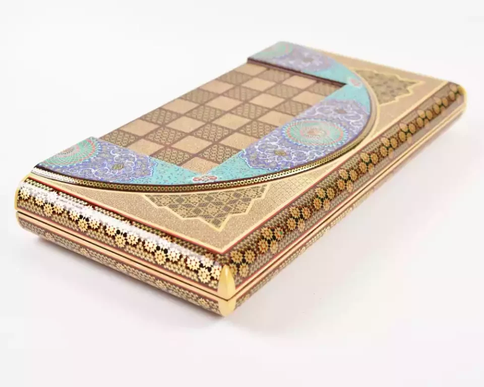 Golden Chess wooden board inlaid with copper/backgammon/ Board games/ luxury gift