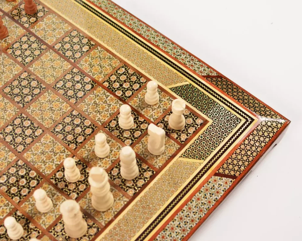 unique royal chessboard handmade from lemon wood and inlaid with copper