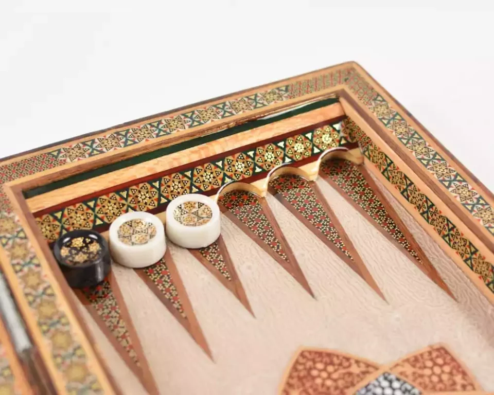 Golden backgammon and Chess / wooden board inlaid with copper / Board games / unique gift