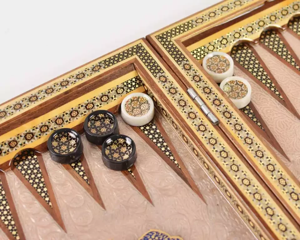 Golden Chess wooden board inlaid with copper/backgammon/ Board games/ Great gift