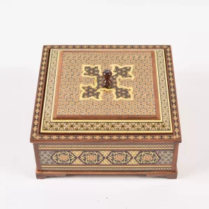 Luxurious handmade wooden box inlaid with copper
