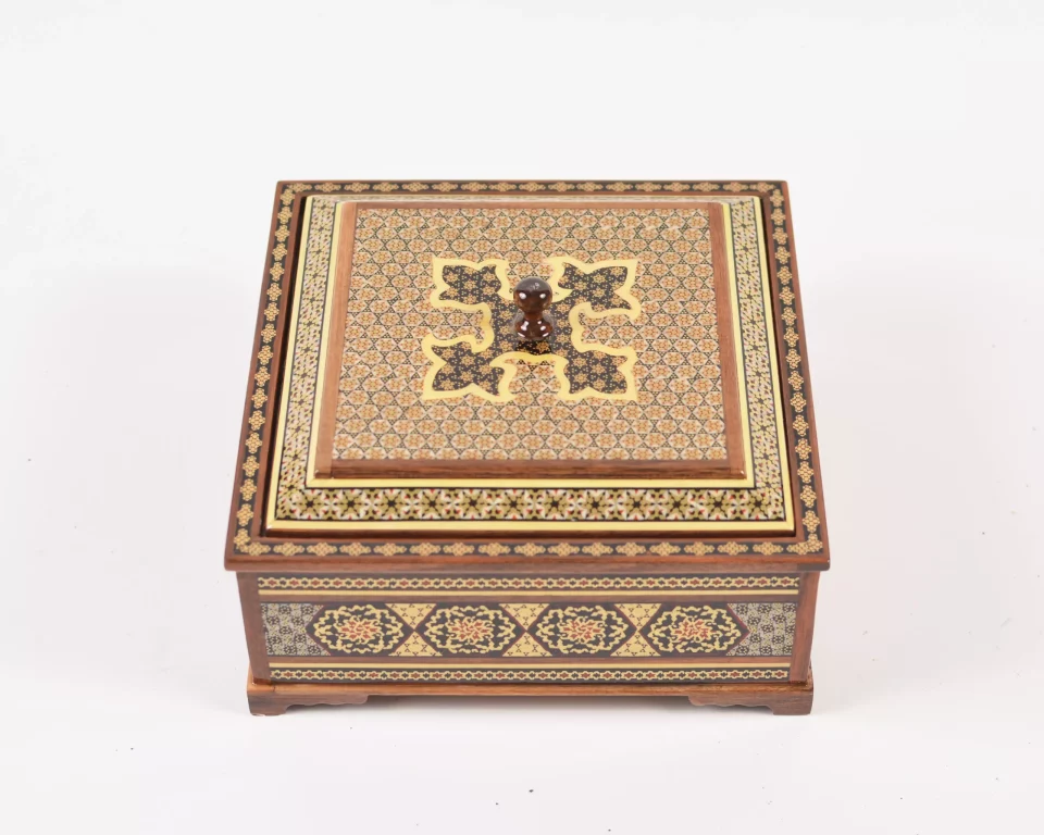 Luxurious handmade wooden box inlaid with copper
