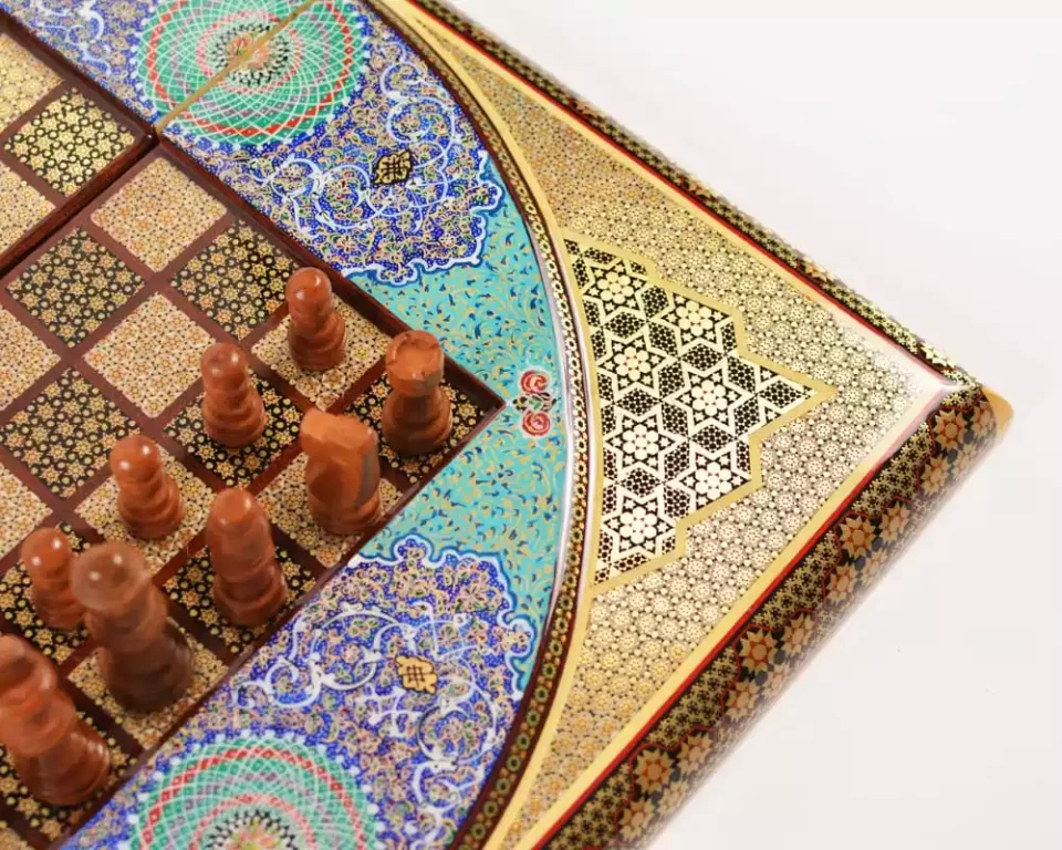 Golden Chess wooden board inlaid with copper/backgammon/ Board games/ luxury gift