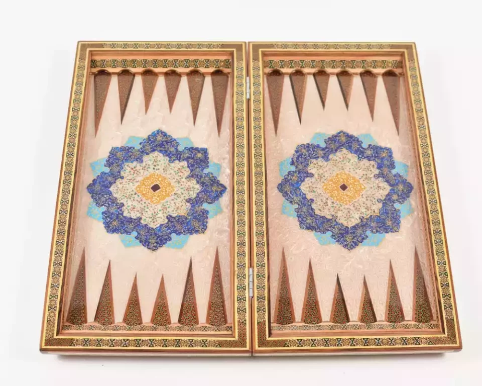 Golden backgammon and Chess / wooden board inlaid with copper / Board games / unique gift
