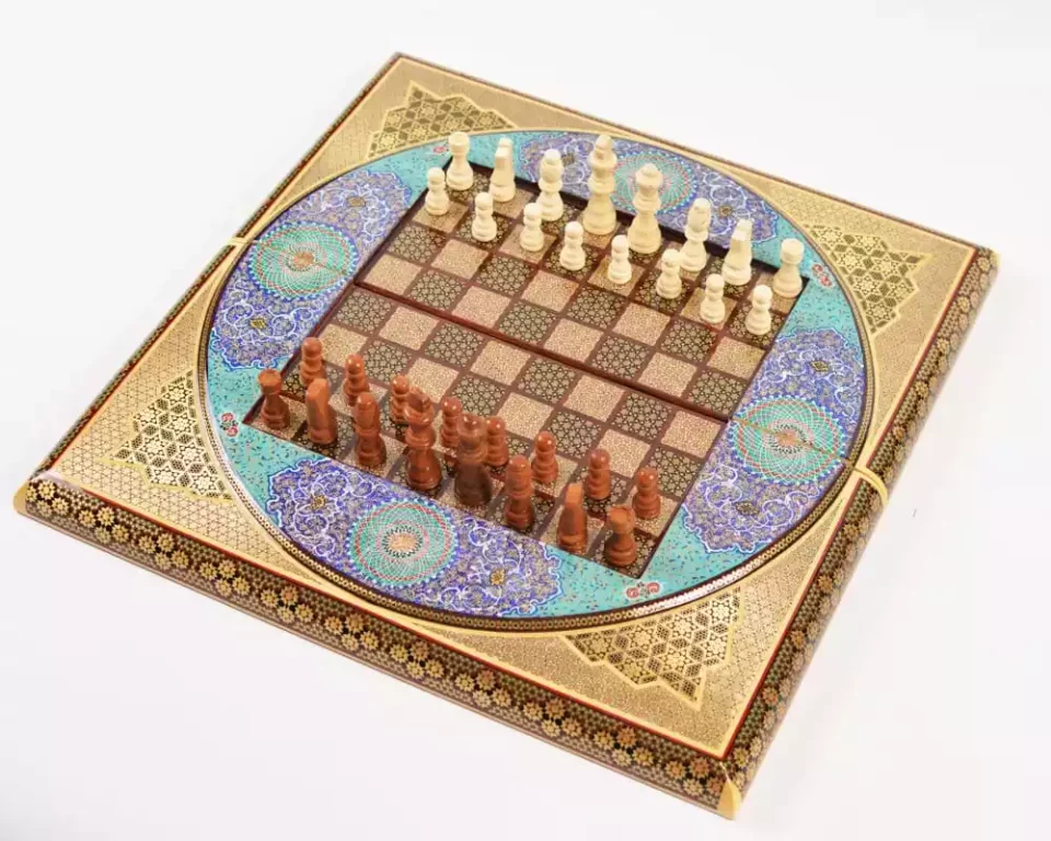 Golden Chess wooden board inlaid with copper/backgammon/ Board games/ luxury gift