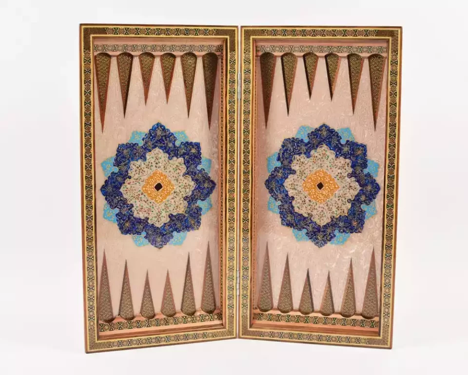 Golden backgammon and Chess / wooden board inlaid with copper / Board games / unique gift