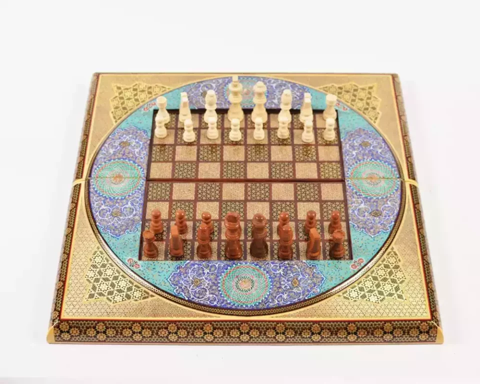 Golden Chess wooden board inlaid with copper/backgammon/ Board games/ luxury gift