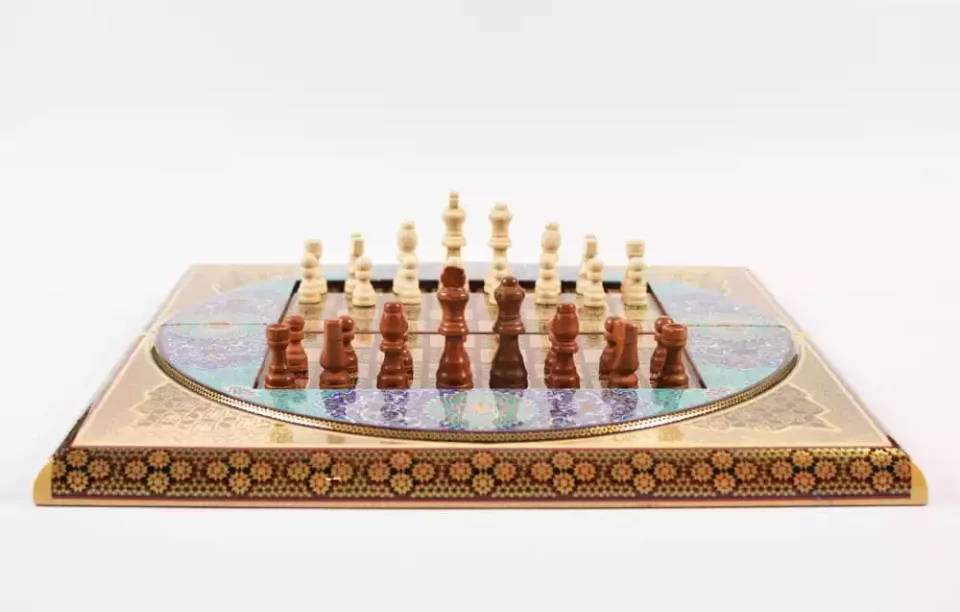 Golden Chess wooden board inlaid with copper/backgammon/ Board games/ luxury gift