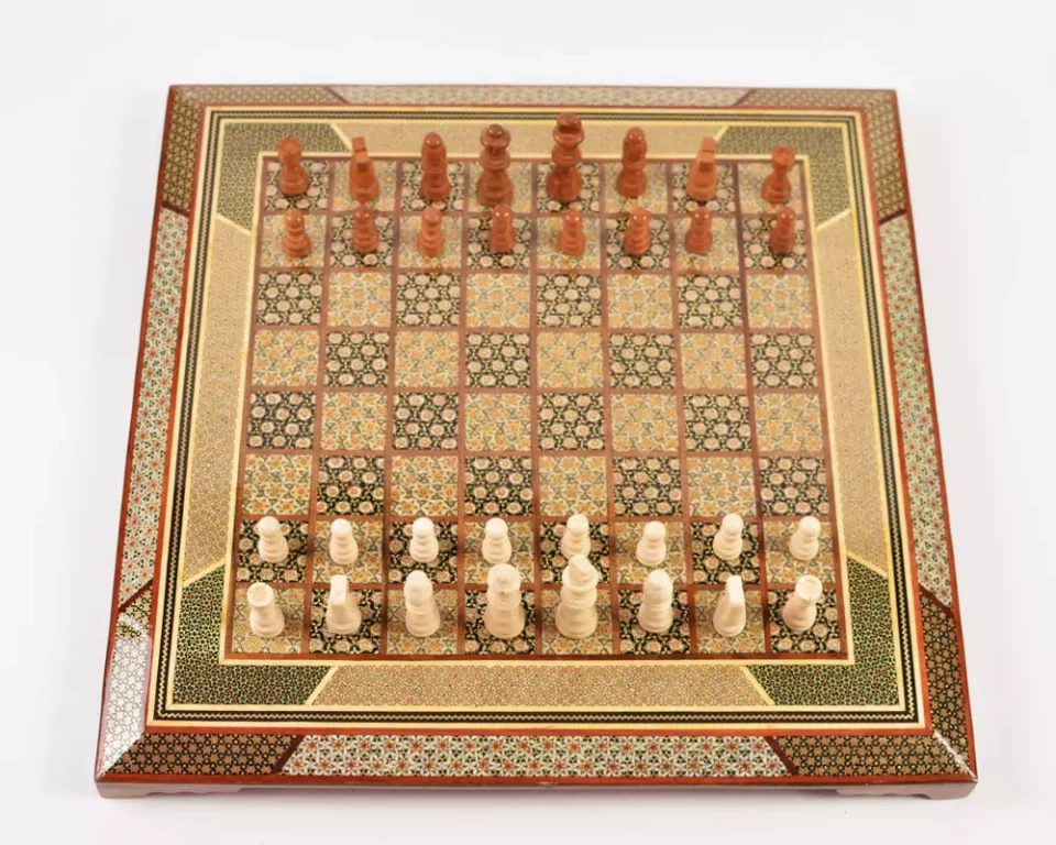 unique royal chessboard handmade from lemon wood and inlaid with copper