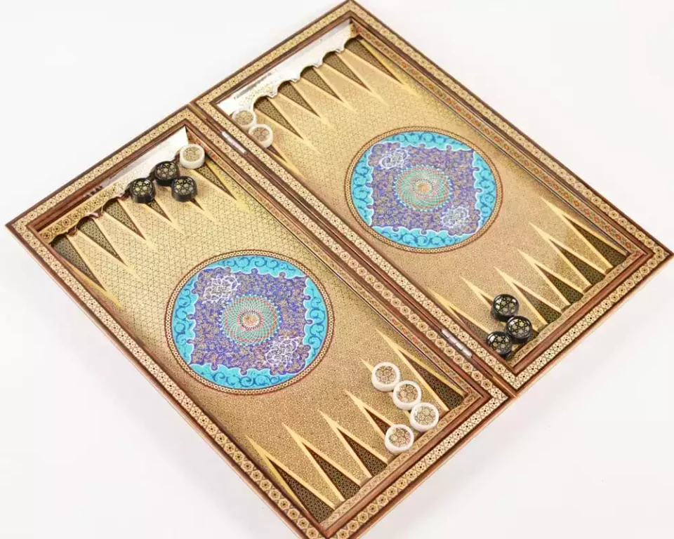 Golden Chess wooden board inlaid with copper/backgammon/ Board games/ luxury gift