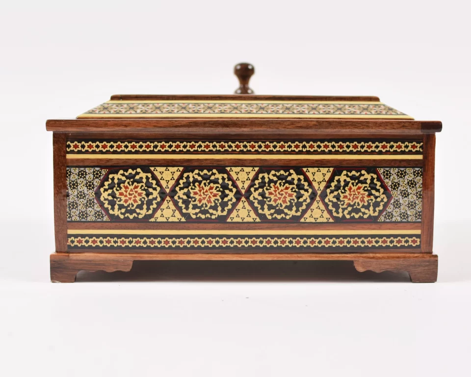 Luxurious handmade wooden box inlaid with copper