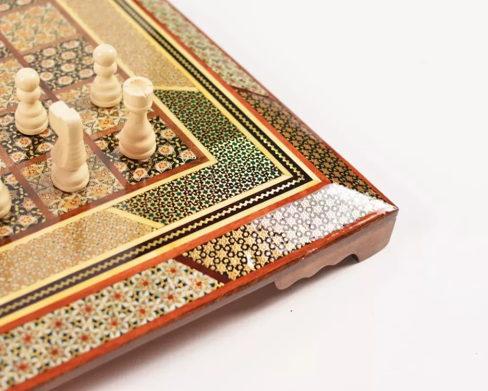 unique royal chessboard handmade from lemon wood and inlaid with copper