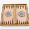 Golden backgammon and Chess / wooden board inlaid with copper / Board games / special gift