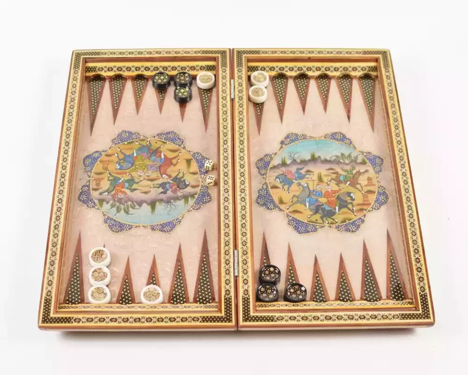 Golden Chess wooden board inlaid with copper/backgammon/ Board games/ Great gift