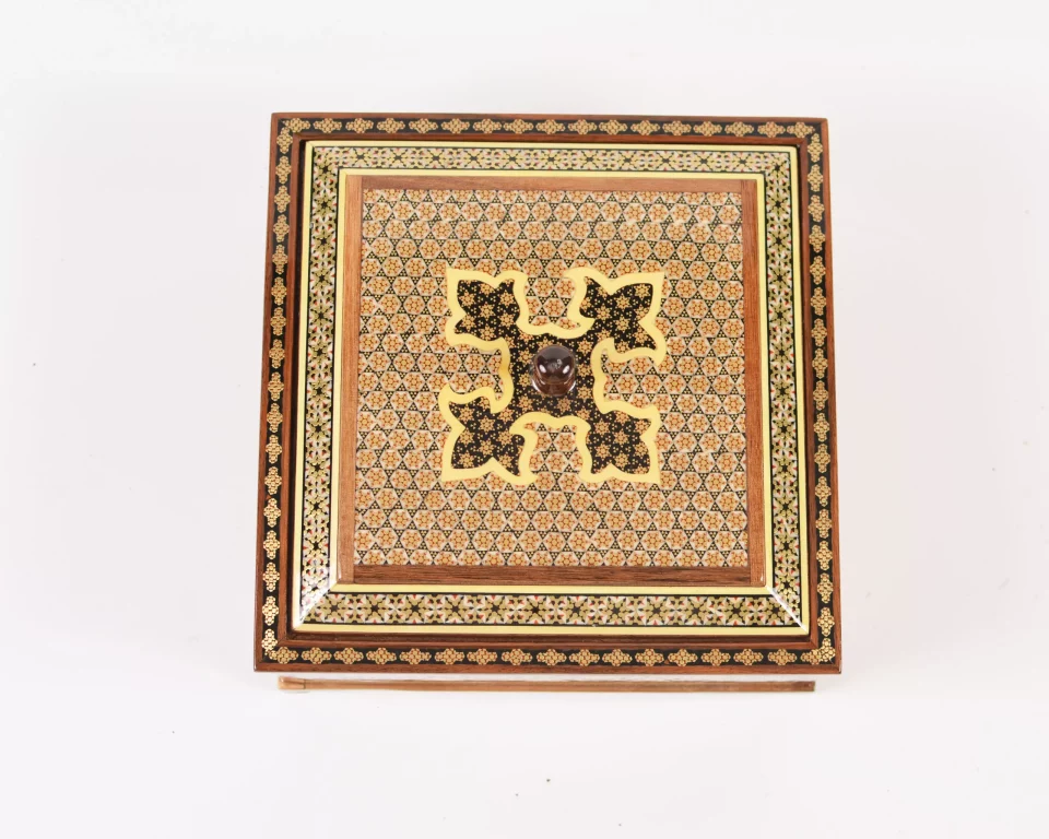 Luxurious handmade wooden box inlaid with copper