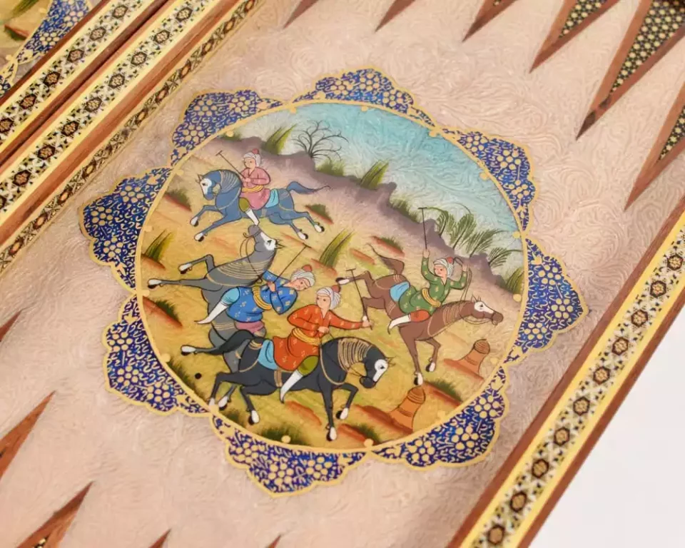 Golden Chess wooden board inlaid with copper/backgammon/ Board games/ Great gift