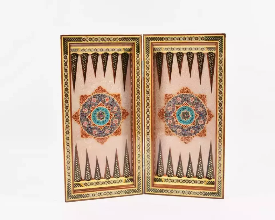 Golden Chess wooden board inlaid with copper/backgammon pieces included/ Board games/ luxury gift