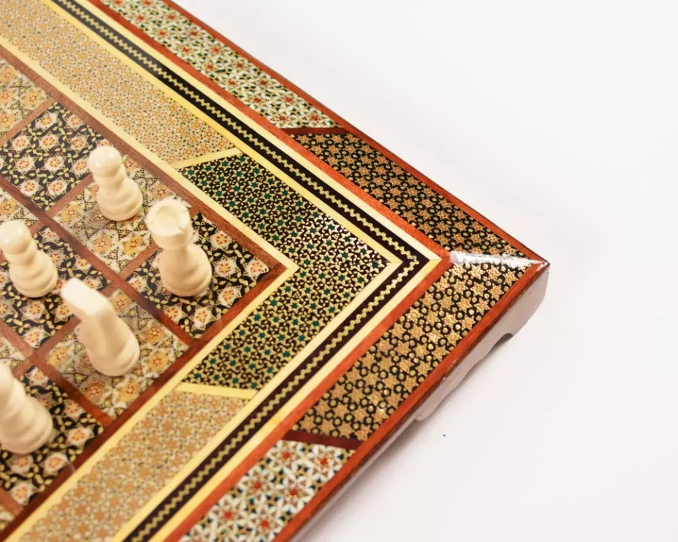 unique royal chessboard handmade from lemon wood and inlaid with copper