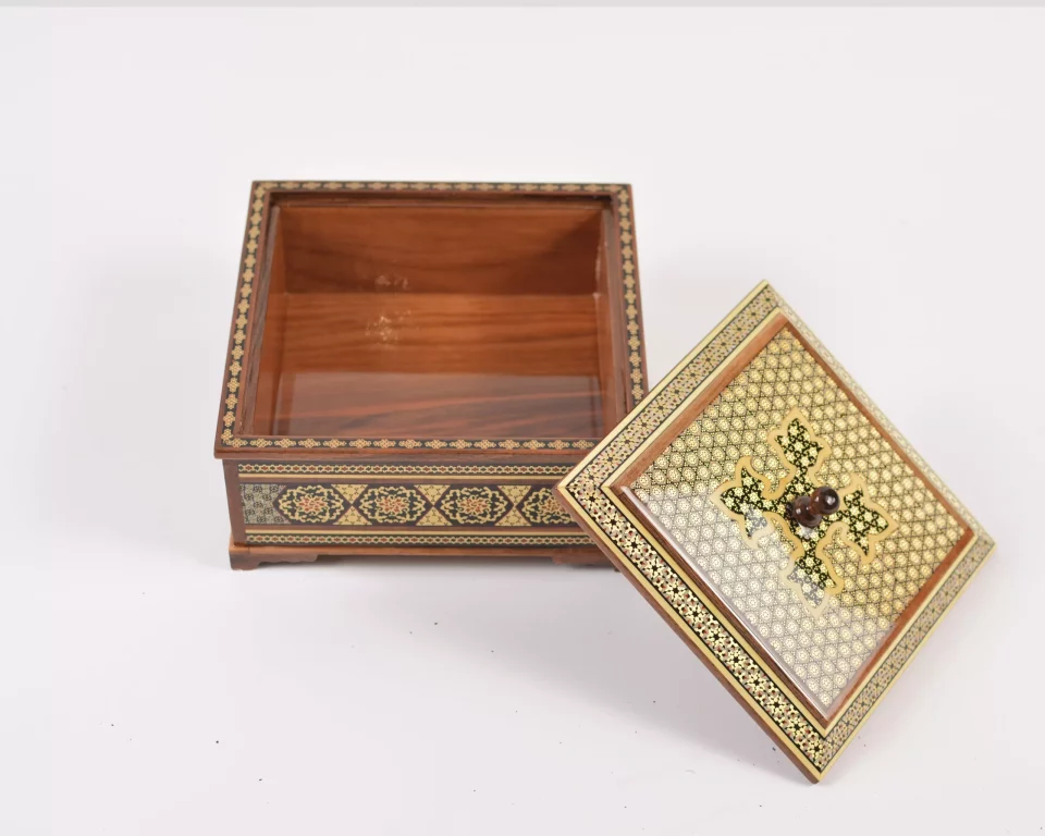Luxurious handmade wooden box inlaid with copper
