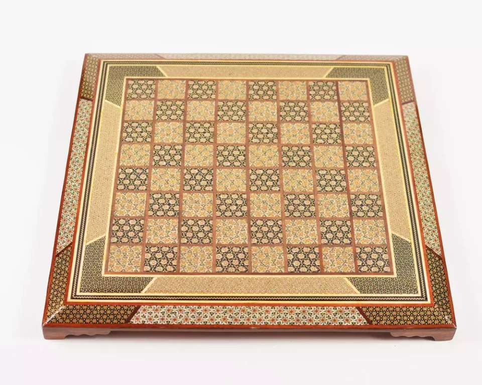 unique royal chessboard handmade from lemon wood and inlaid with copper