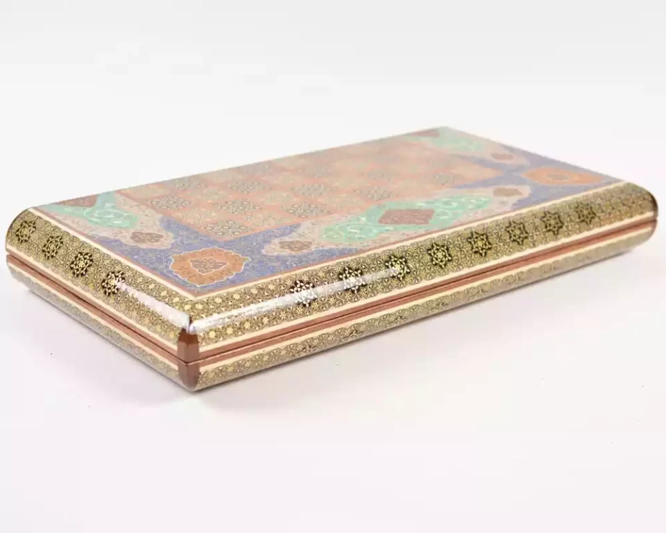 Golden backgammon and Chess / wooden board inlaid with copper / Board games / unique gift