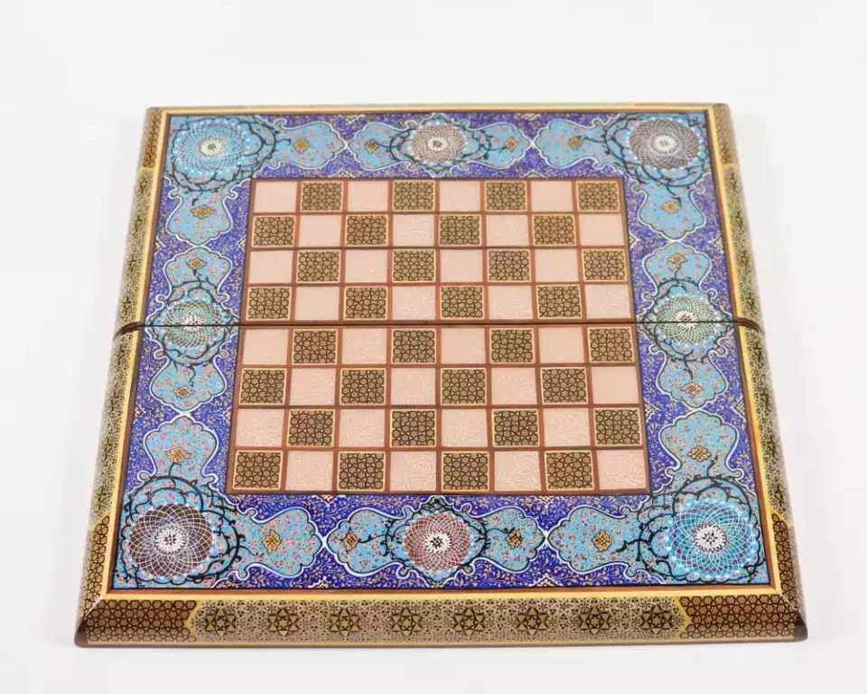 Golden backgammon and Chess /wooden board inlaid with copper/ Board games/ beautiful gift