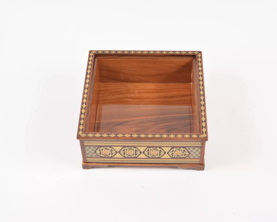 Luxurious handmade wooden box inlaid with copper
