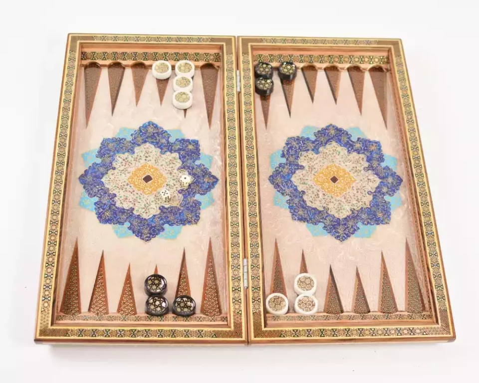 Golden backgammon and Chess / wooden board inlaid with copper / Board games / unique gift