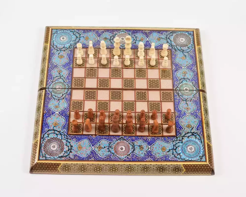 Golden backgammon and Chess /wooden board inlaid with copper/ Board games/ beautiful gift