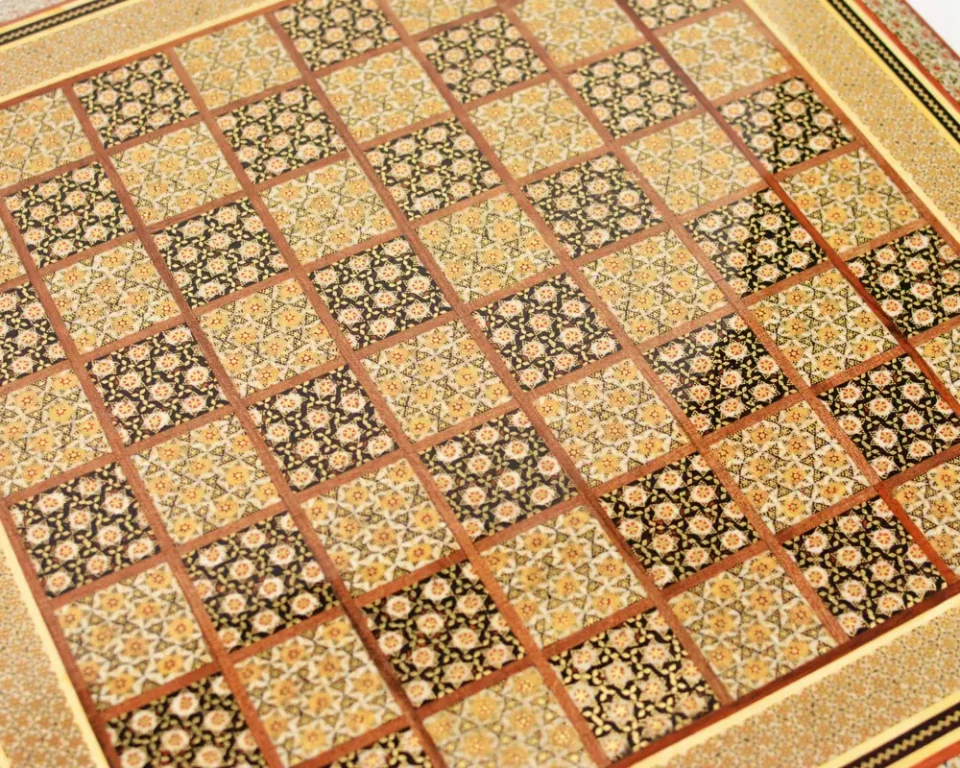 unique royal chessboard handmade from lemon wood and inlaid with copper